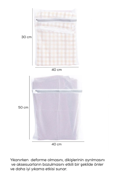 Porsima 2li Çamaşır Yıkama Filesi Fermuarlı Bölmeli Ayakkabı Yıkama Filesi Deforme Önleyici Torba File - 2