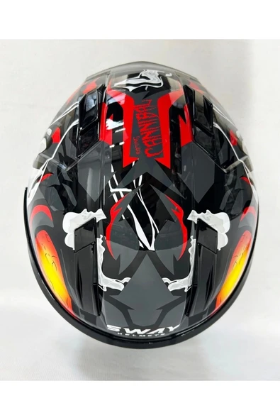 Sway Sw 868 Cannibal Black Grey Red Güneş Vizörlü Siyah Camlı - Resim 7