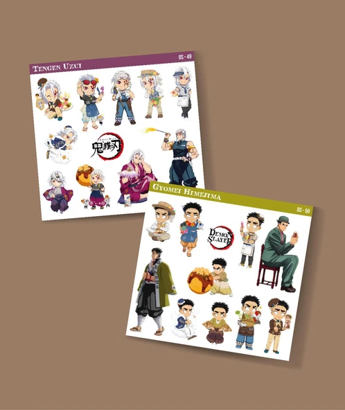 Demon Slayer Gyomei Himejima - Tengen Uzui 2 Li Set Anime Sticker Çıkartma-kimetsu no yaiba - 1