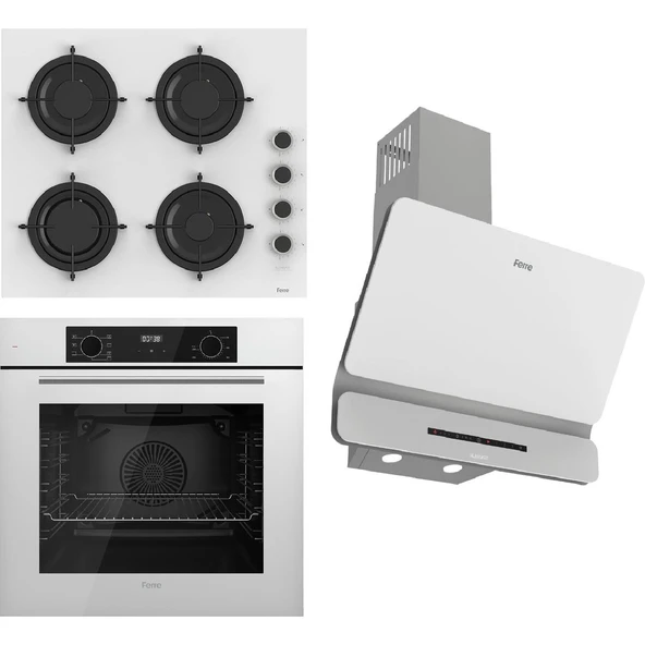 Ferre Flowart-Sılentart Serisi Beyaz Set (CS206-FA + QBL63CB +D081-SA) - Emaye Izgara ürün görseli 1