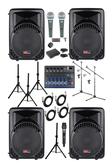 Lastvoice Ample Surface-Paket-4 Aktif hoparlör ve Mixer Full Ses Sistemi Seti - 1