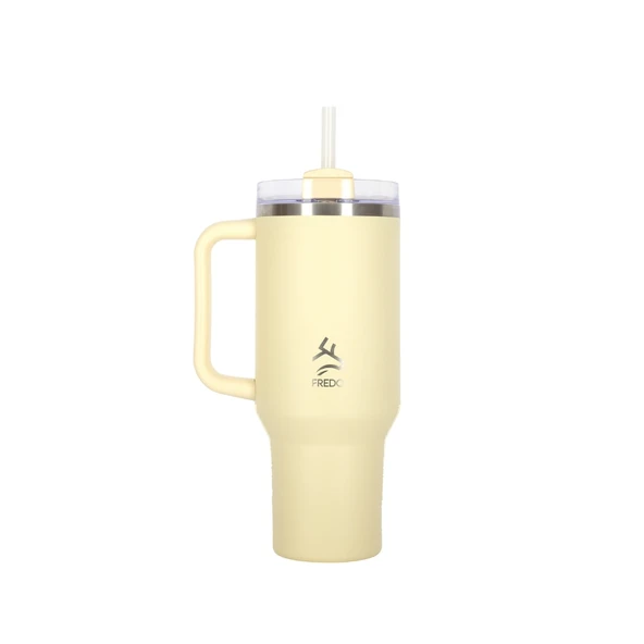 Sip Voyage Krem Paslanmaz Çelik Pipetli Termos Bardak 900ml - 1