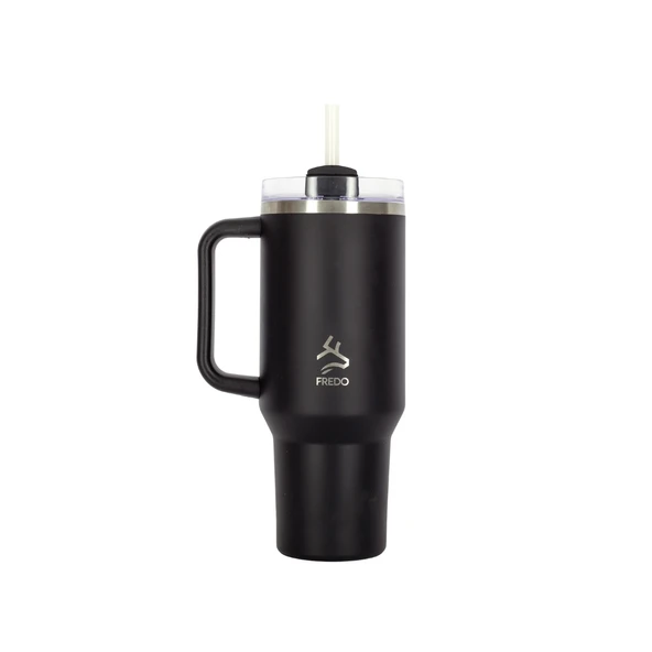 Sip Voyage Siyah Paslanmaz Çelik Pipetli Termos Bardak 900ml - 1