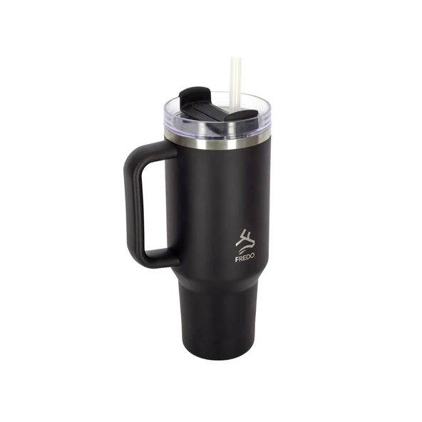 Sip Voyage Siyah Paslanmaz Çelik Pipetli Termos Bardak 900ml - 2