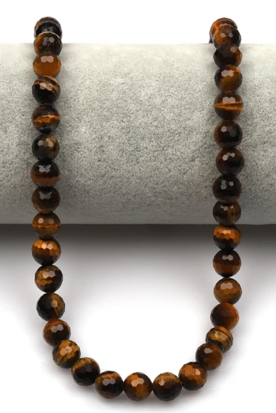 Kaplan Gözü (A Kalite) Doğaltaş Dizi 8 mm Fasetli Küre Kesim - Resim 2