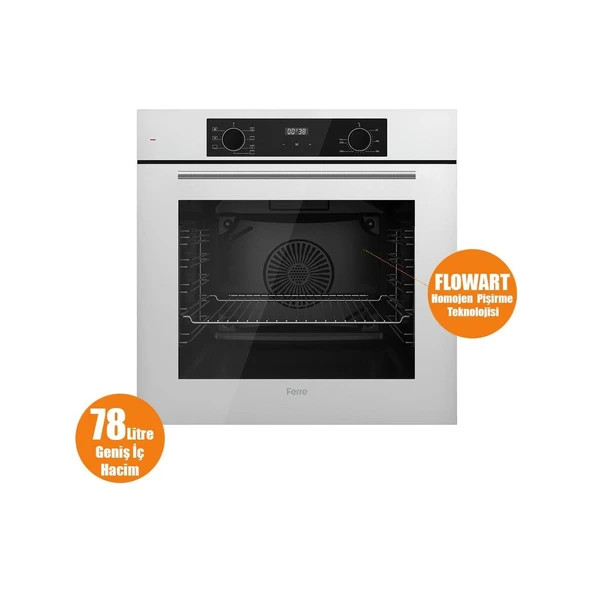 Ferre Flowart-Sılentart Serisi Beyaz Set (CS206-FA + QBL63CB +D081-SA) - Emaye Izgara - Resim 5