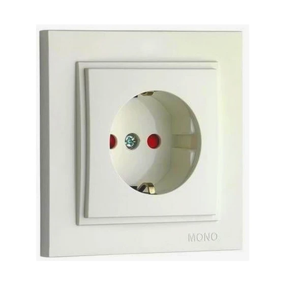 Çocuk Korumalı Topraklı Priz - KREM ürün görseli 1