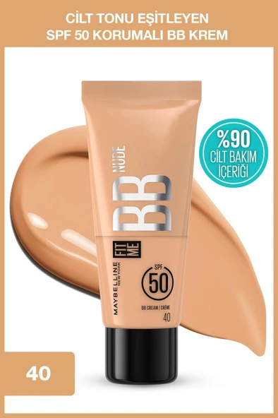 Maybelline New York Fit Me Nude Cilt Bakımı Etkili Nemlendirici SPF50 BB Krem - 40 - 1