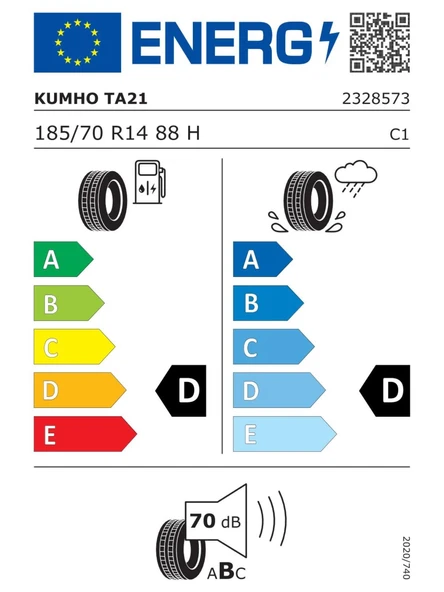 KUMHO 185/70R14 88H SOLUS TA21 2025 YAZ LASTİĞİ - Resim 2
