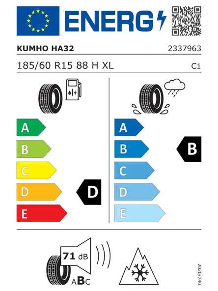 KUMHO 185/60R15 88H XL SOLUS HA32 2025 4 MEVSİM LASTİK - Resim 2