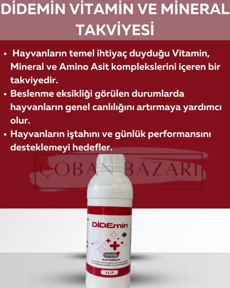 DİDEMİN - Hayvanlar İçin Mineral ve Vitamin Oral Solüsyon (1 LT) ürün görseli