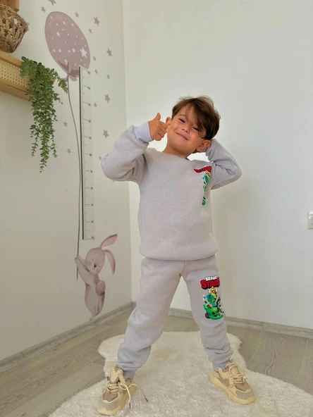 ERKEK ÇOCUK BRAWL STARS MODELLİ 3 İPLİK ŞARDONLU EŞOFMAN TAKIMI ürün görseli