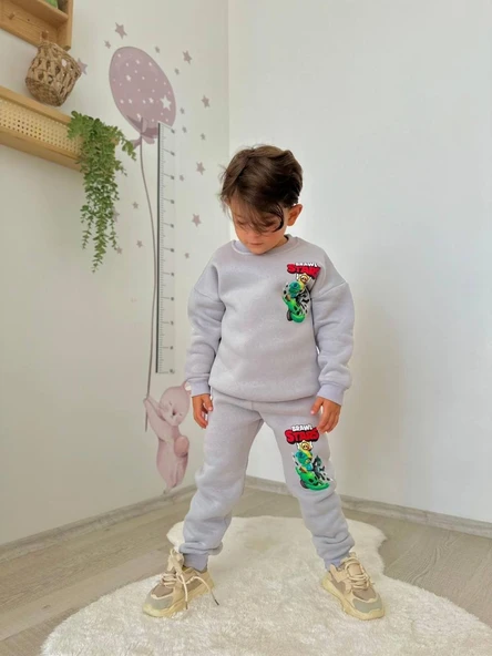 ERKEK ÇOCUK BRAWL STARS MODELLİ 3 İPLİK ŞARDONLU EŞOFMAN TAKIMI - Resim 2