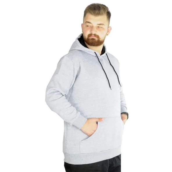 Erkek Sweatshirt Kapşonlu Pocket Basic C20562 Grimelanj - Resim 2