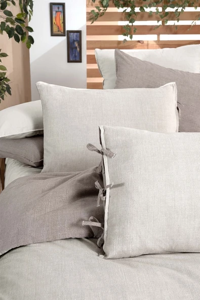 Montes Bej Çift Kişilik %100 Pamuk Fancy Poplin Nevresim Takımı - 5