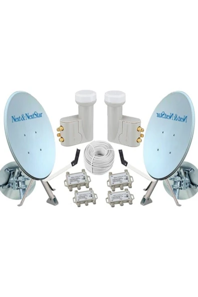 NextStar 80 Cm Çift Çanak Anten Seti Dörtlü Lnb Kablo Dayzek Dübel 150025 ürün görseli