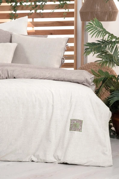 Montes Bej Çift Kişilik %100 Pamuk Fancy Poplin Nevresim Takımı - 4