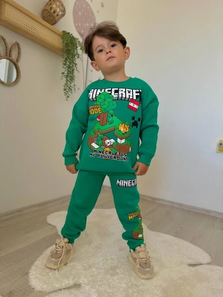 ERKEK ÇOCUK CRAF MODELLİ 3 İPLİK ŞARDONLU EŞOFMAN TAKIMI - 2