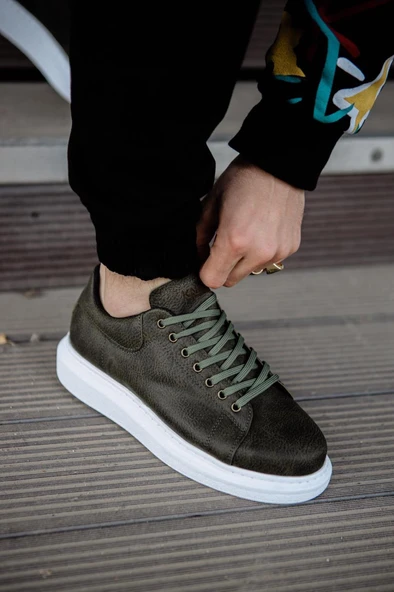 Yüksek Taban Günlük Ayakkabı Haki - Resim 5