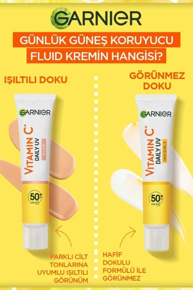Garnier C Vitamini Parlak Güneş Koruyucu Yüz Kremi SPF50+ – Işıltılı Günlük Fluid Doku, 40 ml - 9