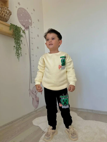 ERKEK ÇOCUK CRAF MODELLİ 3 İPLİK ŞARDONLU EŞOFMAN TAKIMI - 9