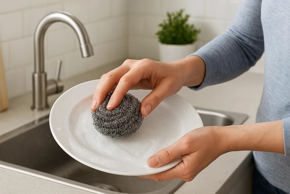 8 Adet 60ar Gram BÜYÜK BOY Kalın Bulaşık Teli Pratik ve Kolay Ovma Teli Ekonomik Top tel Sürtme Teli - Resim 2