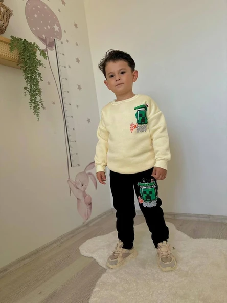 ERKEK ÇOCUK CRAF MODELLİ 3 İPLİK ŞARDONLU EŞOFMAN TAKIMI - 7