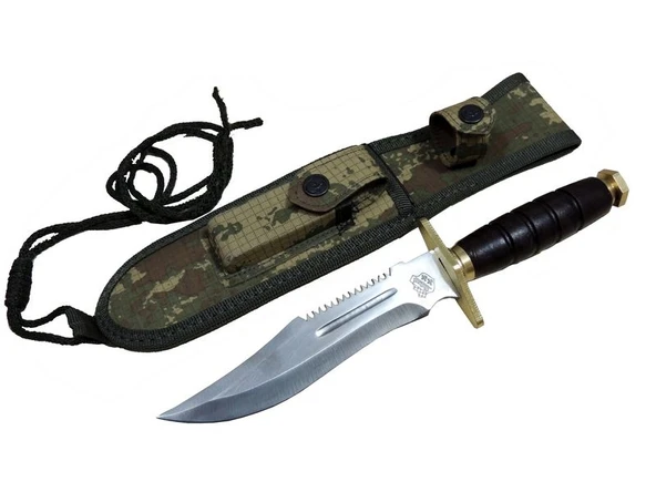 Halmak Standart T.C Komando Bıçağı 30cm - Oluklu, Testere Detaylı, Kılıflı - 1