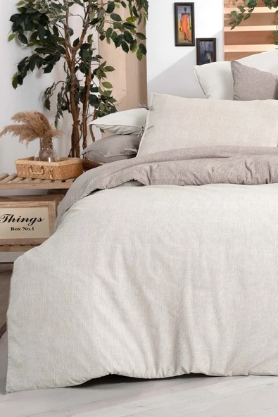 Montes Bej Çift Kişilik %100 Pamuk Fancy Poplin Nevresim Takımı - 3