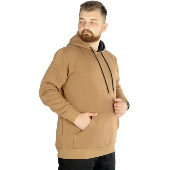 Erkek Sweatshirt Kapşonlu Pocket Basic C20562 Sütlükahve ürün görseli 1
