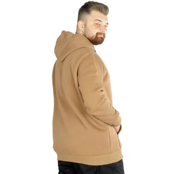 Erkek Sweatshirt Kapşonlu Pocket Basic C20562 Sütlükahve - Resim 4