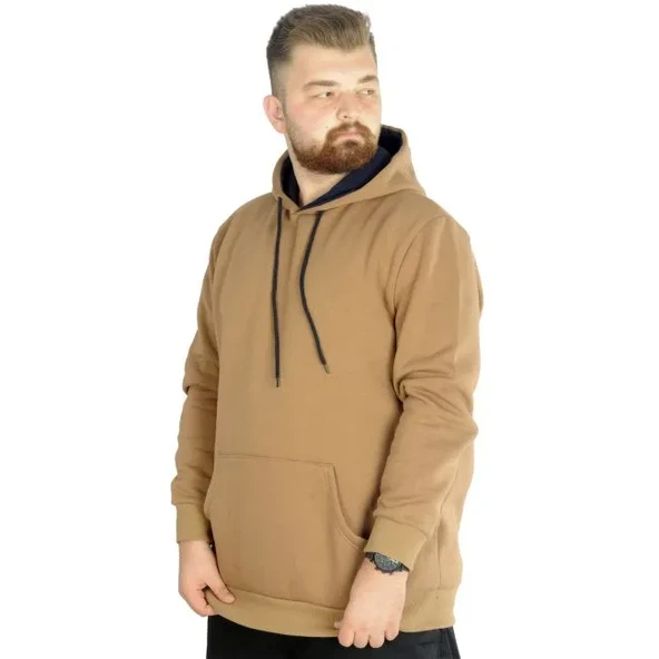 Erkek Sweatshirt Kapşonlu Pocket Basic C20562 Sütlükahve - Resim 2