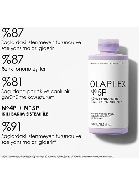 Olaplex No. 5P  Blonde Enhancer Toning Conditioner - Renk Koruyucu & Bağ Güçlendirici Mor Saç Bakım Kremi – 250 ml - Resim 2