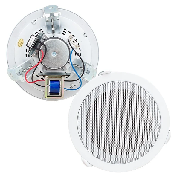 MagicVoice MV-6695 18 CM 6 Watt Beyaz Trafolu Metal Kasa Alçıpan Hoparlör - Resim 2