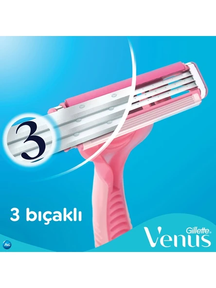 Gillette Simply Venus 3 Kadın Kullan At Tıraş Bıçağı 4'lü Kaygan Bantlı Tahriş Azaltıcı Başlık - Resim 3