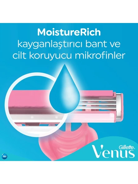 Gillette Simply Venus 3 Kadın Kullan At Tıraş Bıçağı 4'lü Kaygan Bantlı Tahriş Azaltıcı Başlık ürün görseli 1
