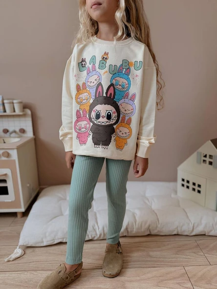 KIZ ÇOCUK LABUBU MODELLİ TAYTLI TAKIM - Resim 2