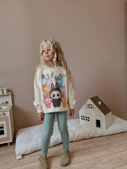 KIZ ÇOCUK LABUBU MODELLİ TAYTLI TAKIM - Resim 4