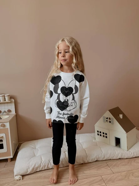 KIZ ÇOCUK MİNNİE MODELLİ TAYTLI TAKIM - Resim 2