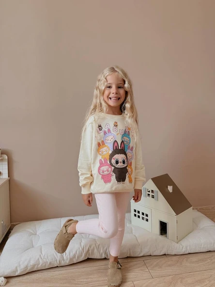 KIZ ÇOCUK LABUBU MODELLİ TAYTLI TAKIM - Resim 5