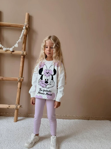 KIZ ÇOCUK MİNNİE MODELLİ TAYTLI TAKIM - Resim 6