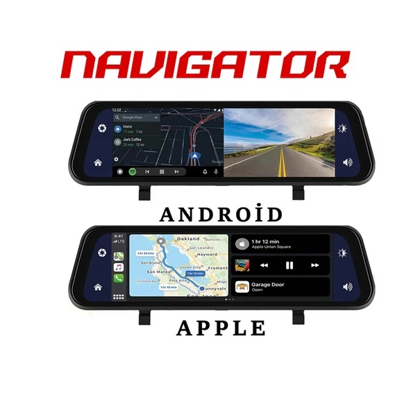 Navigator 180 Açılı 1080P Ultra HD DVR Dokunmatik Carplay Ayna Yol Kayıt Kamerası NG2180CDA Ön Arka Kamera ürün görseli