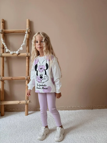 KIZ ÇOCUK MİNNİE MODELLİ TAYTLI TAKIM - Resim 7
