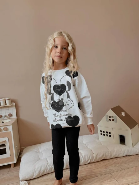 KIZ ÇOCUK MİNNİE MODELLİ TAYTLI TAKIM - Resim 3