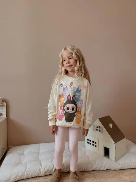 KIZ ÇOCUK LABUBU MODELLİ TAYTLI TAKIM - Resim 6