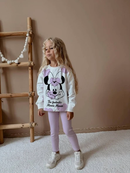 KIZ ÇOCUK MİNNİE MODELLİ TAYTLI TAKIM - Resim 5