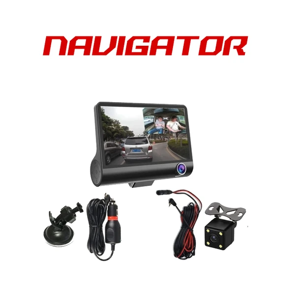 Navigator 180 Açılı 1080P DVR Dokunmatik Ayna Yol Kayıt Kamerası NG2180U Üçlü Kamera - Resim 2