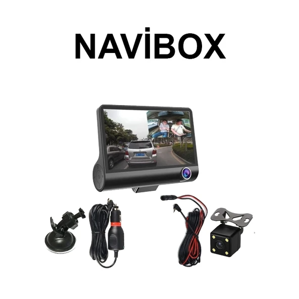 Navibox 140 Açılı 1080P DVR Yol Kayıt Kamerası NV2140U Üçlü Kamera - Resim 2