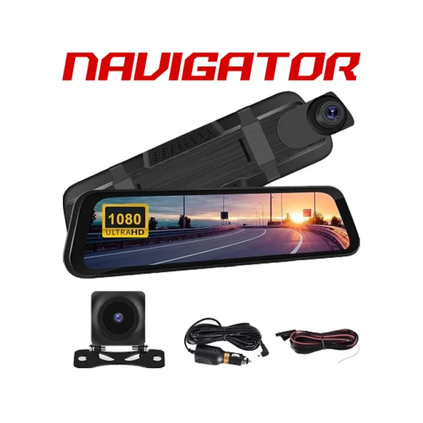 Navigator 180 Açılı 1080P Ultra HD DVR Dokunmatik Ayna Yol Kayıt Kamerası NG2180DA Ön Arka Kamera - Resim 2