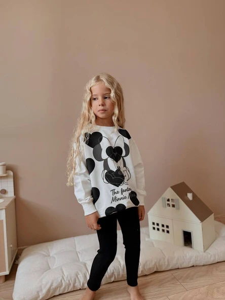 KIZ ÇOCUK MİNNİE MODELLİ TAYTLI TAKIM - Resim 4